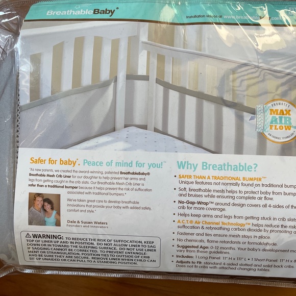 BreathableBaby Classic Breathable Mesh Crib Liner Grey NEW!! - Picture 4 of 7